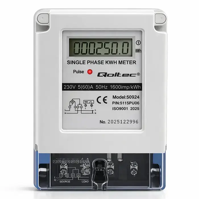 Qoltec Single-phase electronic meter | Energy consumption meter | 230V | 5(60)A | LCD Foto 4