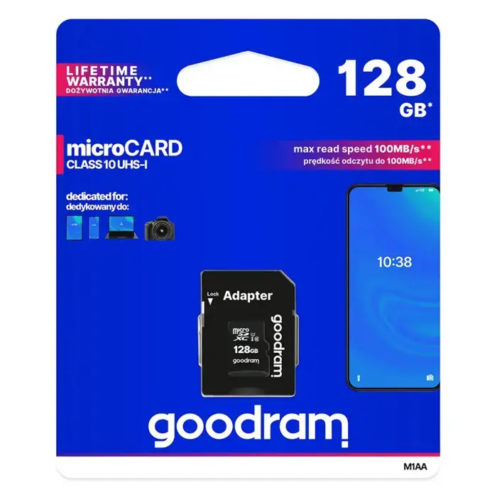 GOODRAM Memory MicroSD Card - 128GB with adapter UHS I CLASS 10 100MB/s Фото 3
