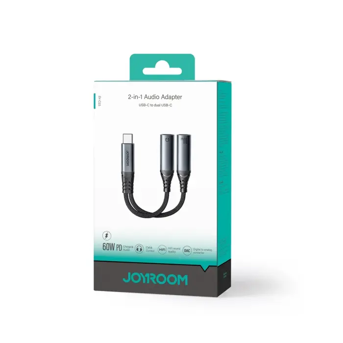 Joyroom SY-C03 USB-C to 2x USB-C 2in1 DAC adapter - black Фото 5