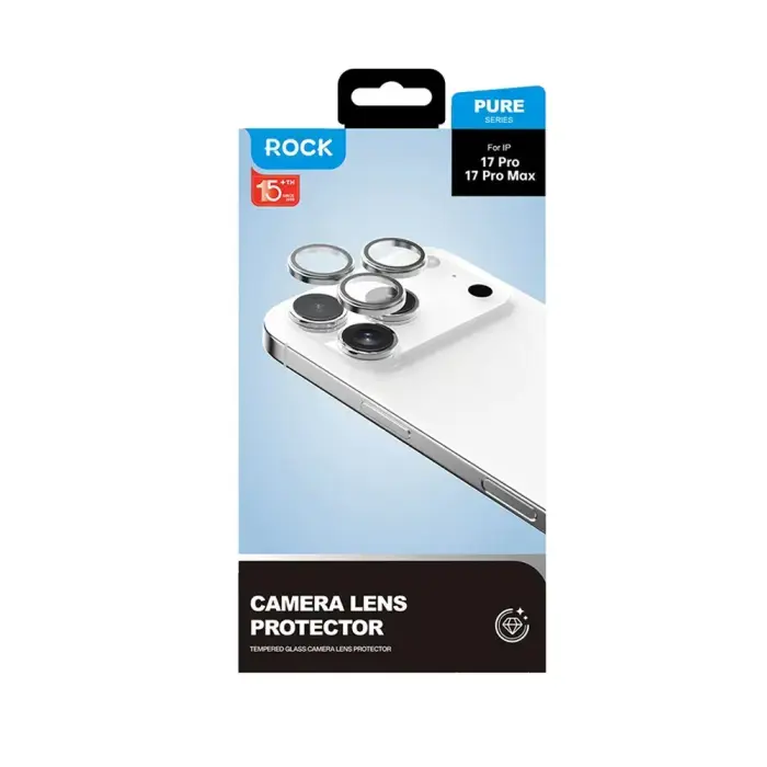 Rock Tempered glass Pure Series Camera Lens on camera for Iphone 17 Pro/17 Pro Max (lens 3 pieces) silver Foto 7