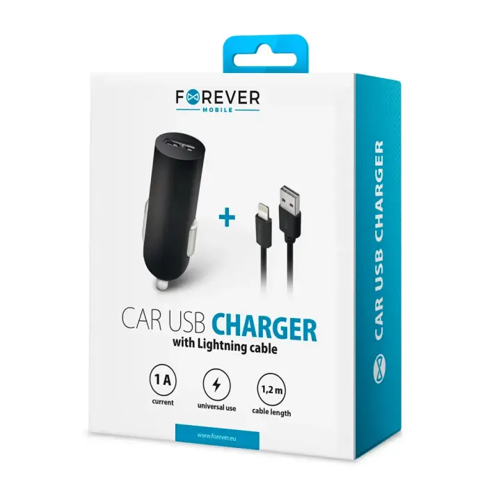 Зарядка для автомобиля Forever M02 | 5W | USB-A, Lightning | с кабелем Lightning в комплекте | черная Фото 7