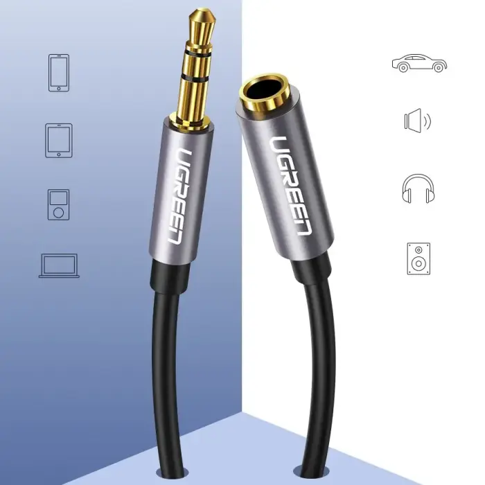 UGREEN AUX Cable Extension mini-jack 3,5 mm, 3m (Gray) Photo 4