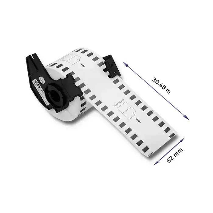 Qoltec Tape for BROTHER DK-22205 | 62mm x 30.48m | White / Black overprint | Roller with handle Photo 4
