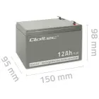 Qoltec AGM battery | 12V | 12Ah | Maintenance-free | Efficient| LongLife | for UPS, security Фото 7