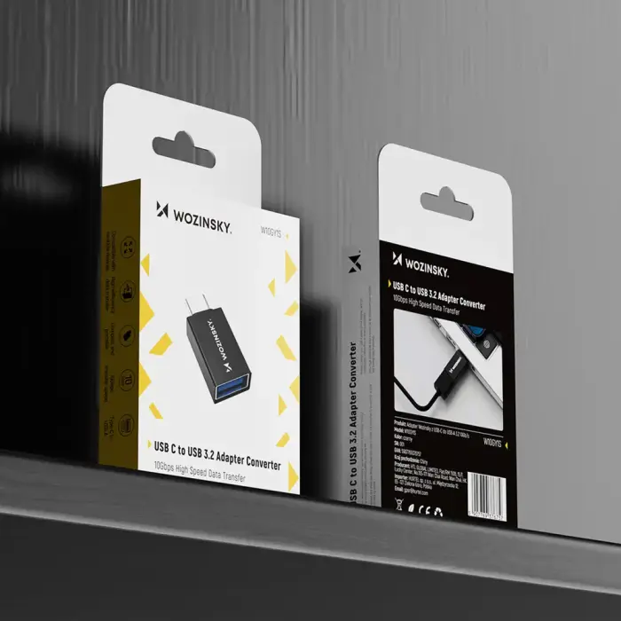 Wozinsky W10GY1S USB-C - USB-A 3.2 10Gb|s Adapter - Black Фото 10