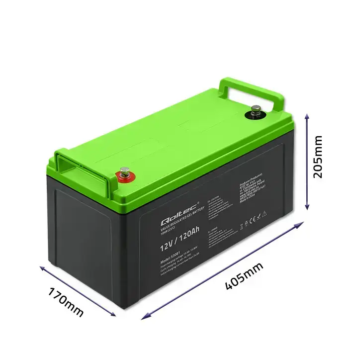 Qoltec Gel Battery | 12V | 120Ah | 34.8kg | Maintenance-free | Professional | LongLife | PV, UPS, camper, boat  Foto 7
