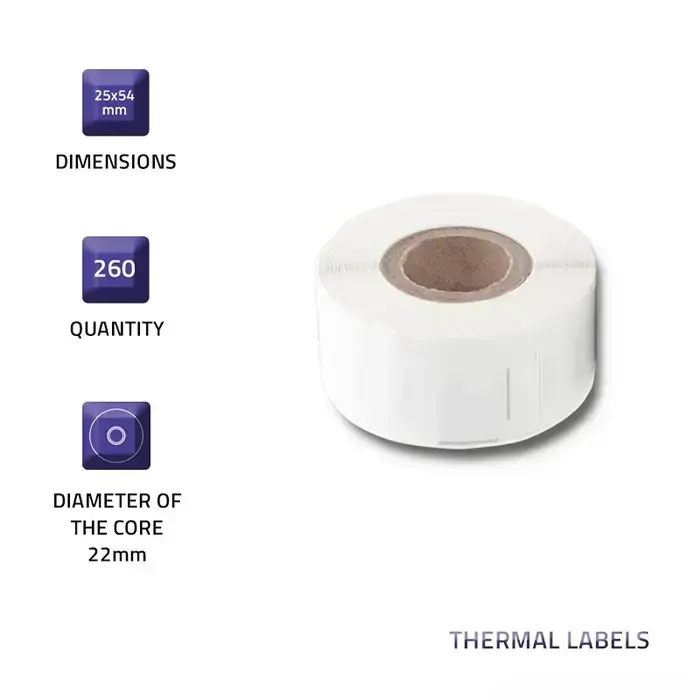 Qoltec Labels for DYMO LW-1152 | S0722520 | 25 x 54 mm | 260 pieces Photo 2