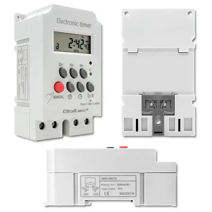 Qoltec Electronic timer PC0629 for DIN rail | LCD Foto 13