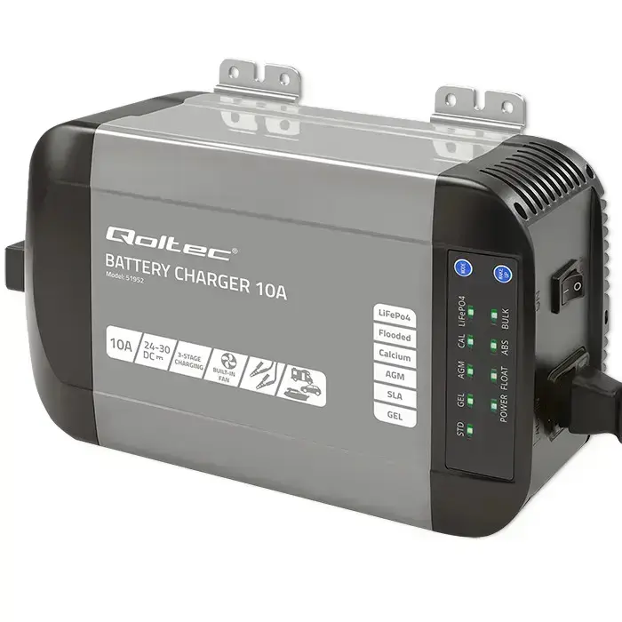 Qoltec Smart Monolith charger for LiFePO4 AGM GEL SLA batteries | 10A | 24V Photo 8