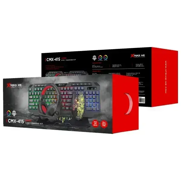 Set 4in1 Combo XTRIKE ME CMX-415 EN on-ear headphones + keyboard + mouse + mouse pad black/white Фото 6