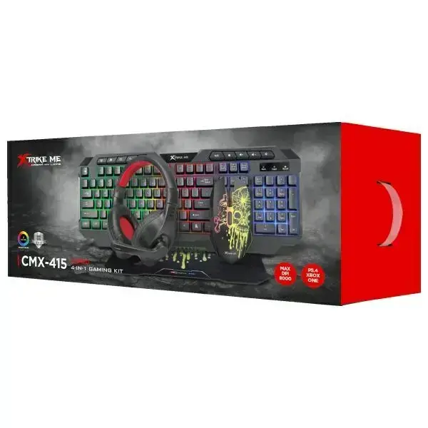 Set 4in1 Combo XTRIKE ME CMX-415 EN on-ear headphones + keyboard + mouse + mouse pad black/white Фото 7