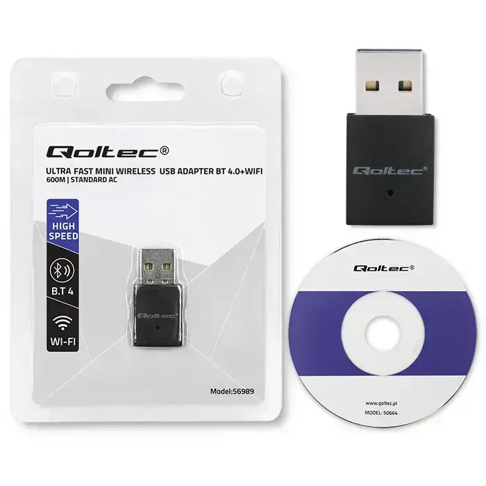 Qoltec Wireless Ultra High Speed Mini Adapter WiFi | Standard AC | BT 4.0 | USB 2.0 | 600Mbps Photo 5
