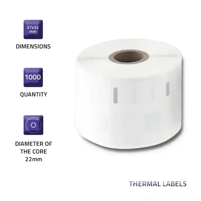 Qoltec Labels for DYMO LW-11354 | S0722540 | 57 x 32 mm | 1000 pieces Foto 2