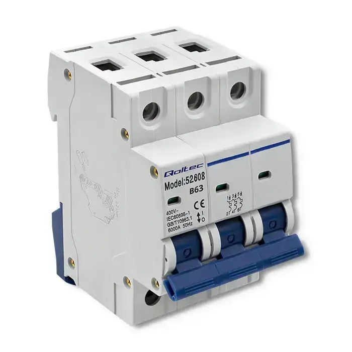 Qoltec Overcurrent Circuit Breaker B63| Fuse | AC | 63A | 3P Photo 12