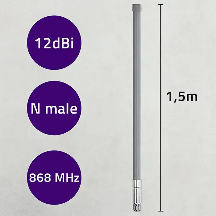 Qoltec LoRa Antenna | 12dBi | Omnidirectional | Outdoor | Fiberglass | 868 MHz | 1.5m Photo 5