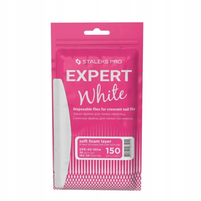 White Disposable Files for Crescent Nail File (soft Base) EXPERT 40 (30 Pcs) -DFE-40 Foto 1