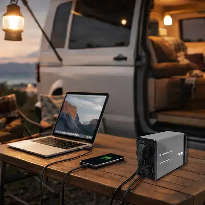 Qoltec MS Wave Voltage Converter | 12V to 230V | 300/600W | USB | Compatible with LiFePO4, GEL and AGM batteries Фото 4