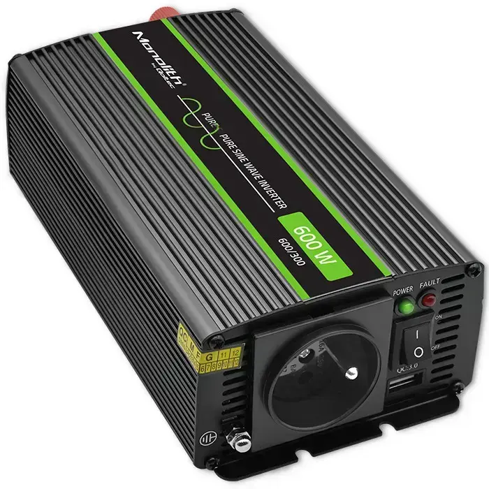 Qoltec Monolith voltage converter 1200 MS Wave |12V to 230V | 600/1200W | USB Photo 2