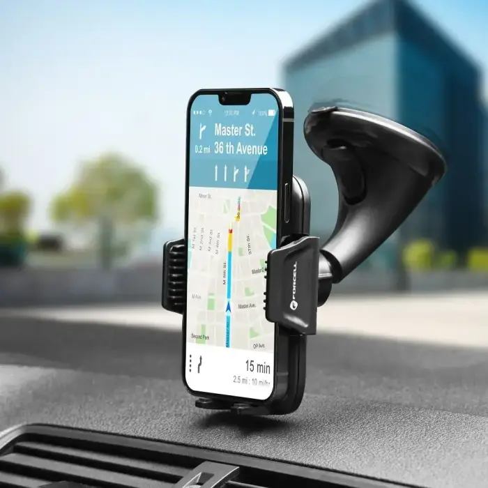 Car phone holder Forcell F-Grip Carbon HT1 windshield / dashboard black Photo 6