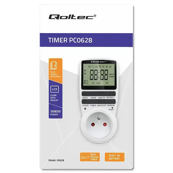 Qoltec Electronic Timer PC0628 | 3680W | 16A | LCD Фото 17
