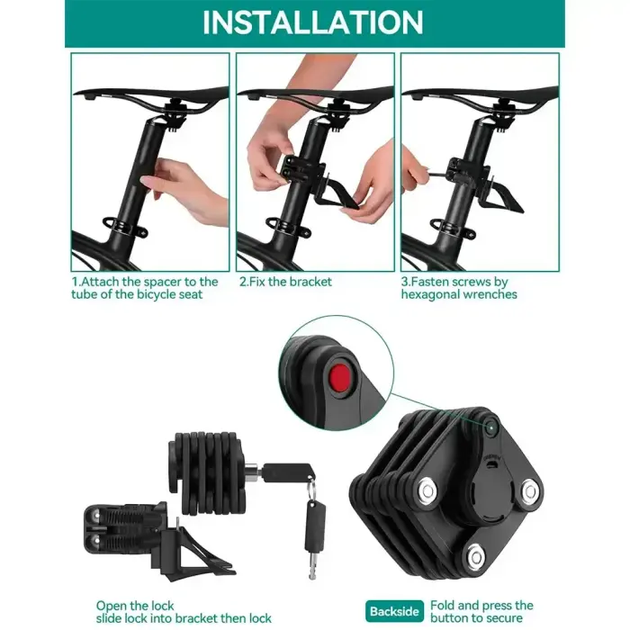 Rockbros WD795 foldable bicycle lock - black Foto 5