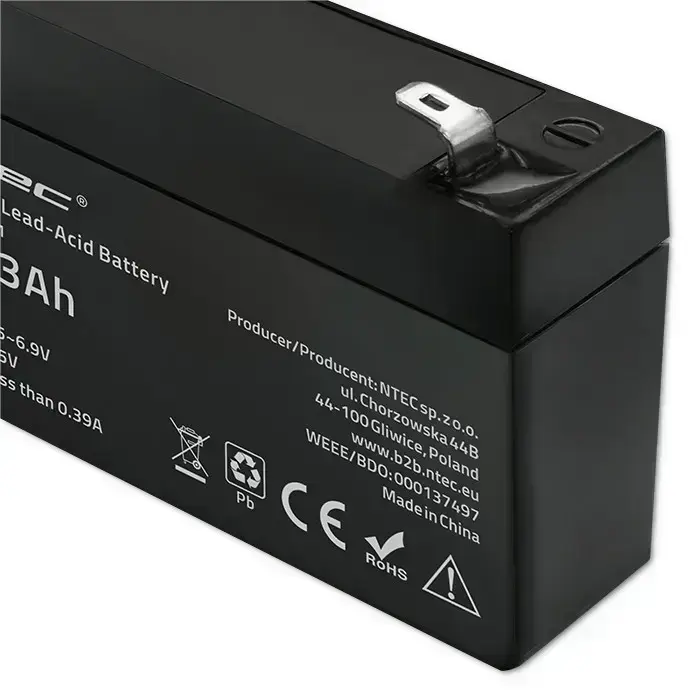 Qoltec AGM battery | 6V | 1.3Ah | Maintenance-free | Efficient| LongLife | for UPS, scale, cash register Фото 4