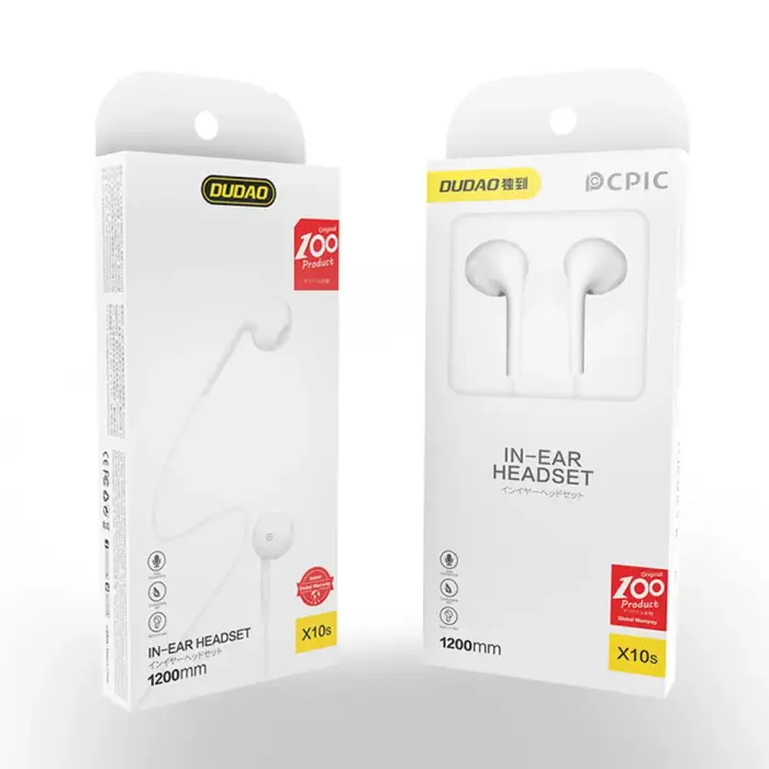 Dudao X10S wired in-ear headphones 3.5mm mini jack 1.15m - white Photo 2