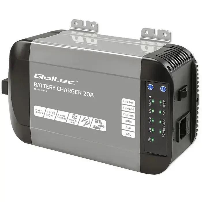 Qoltec Smart Monolith charger for LiFePO4 AGM GEL SLA batteries | 20A | 12V Photo 11