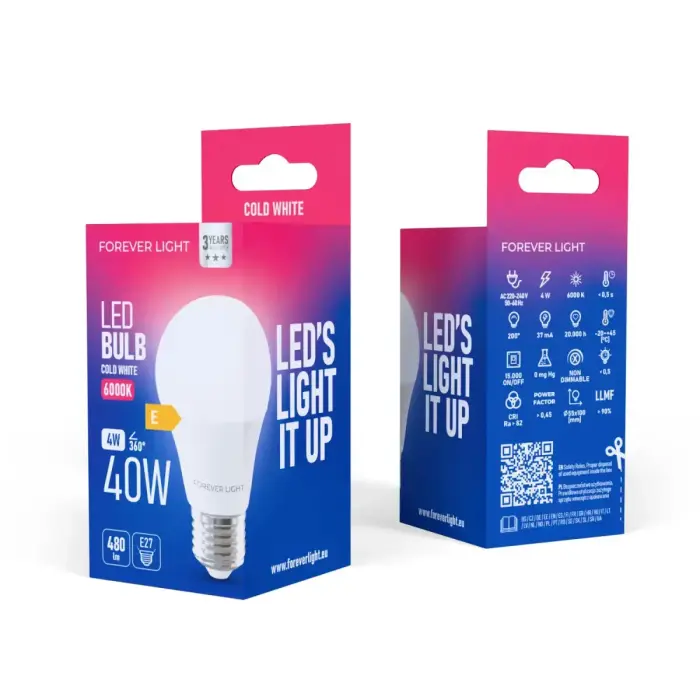 Forever Light LED Bulb E27 A55 4W 480lm 6000K class E Фото 5