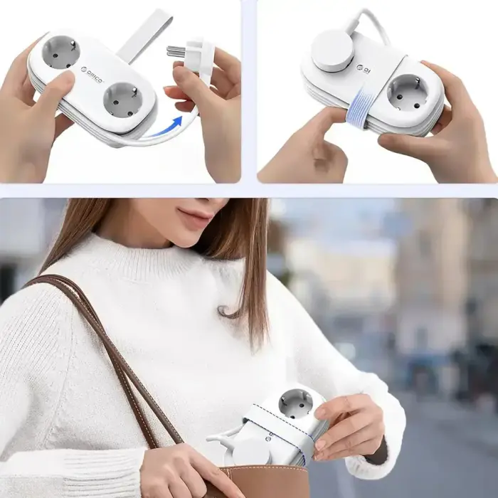 Orico AP3 20W GaN 5in1 Power Strip 2x AC + 2x USB-A + 1x USB-C - White Foto 5