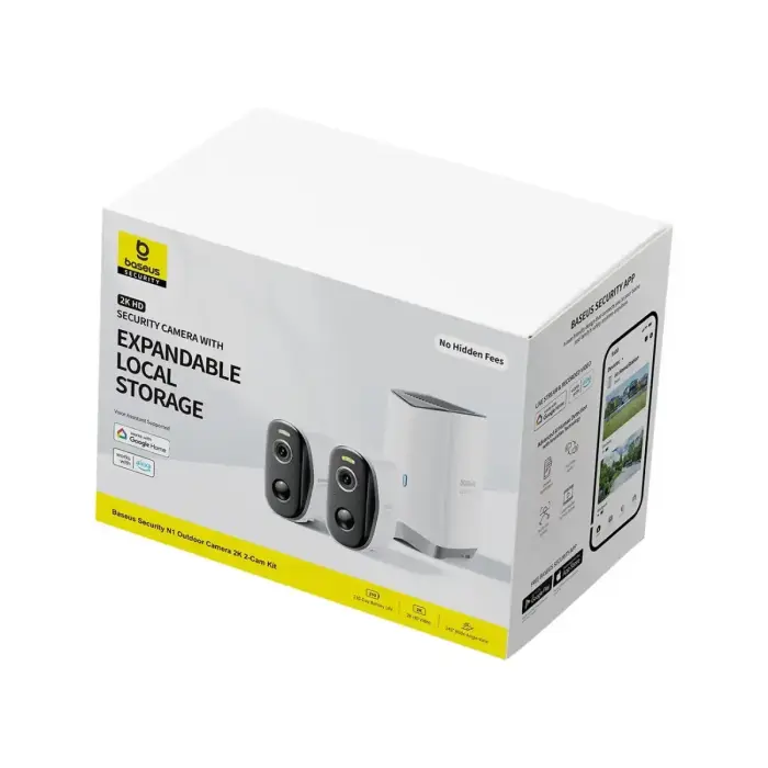 Baseus Security N1 2K Outdoor Monitoring Kit (2 Cameras) – White Фото 4