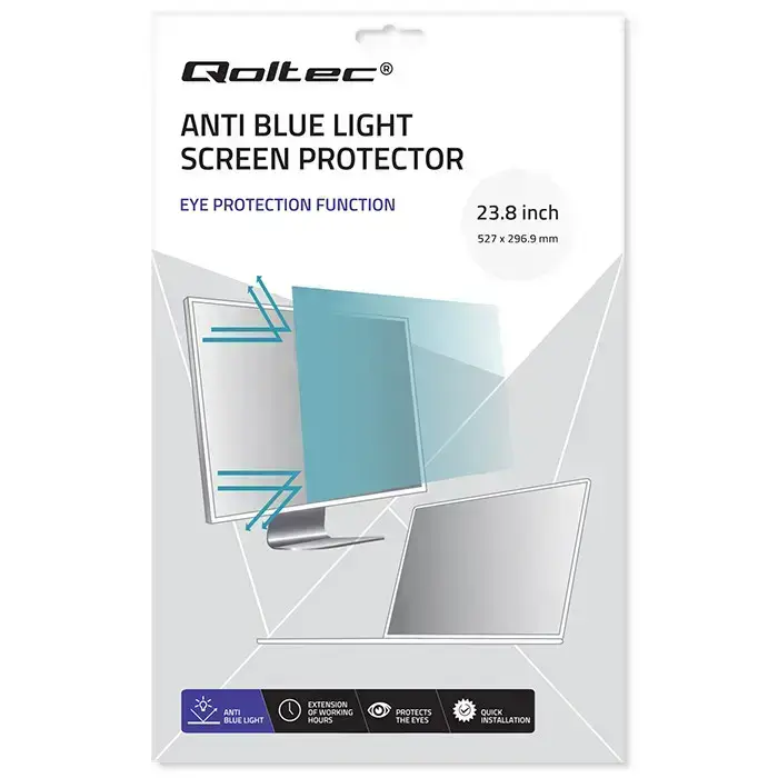Qoltec Anti Blue Light Filter 23.8" | 16:9 | Eye protection | Anti Glare | Matt | for screen Фото 3