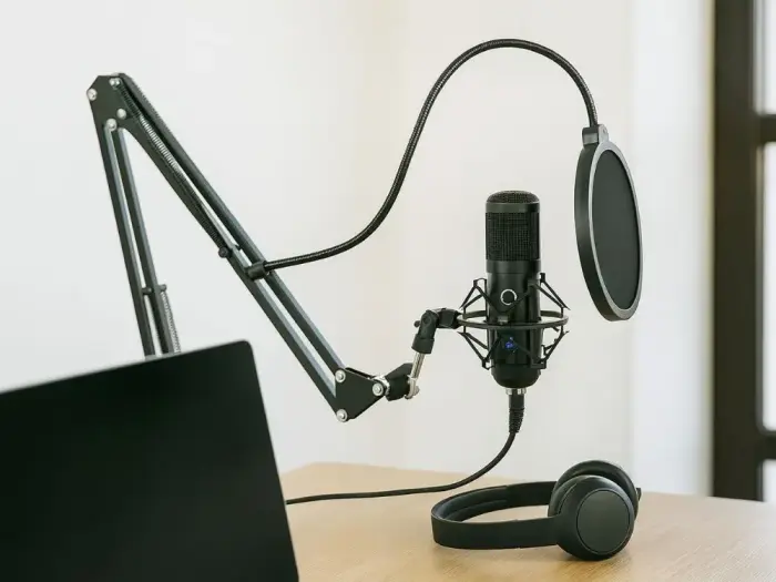 Fusion Studio USB Microphone | Podcasts | Streaming | Voice Recording + regulating Stand, Pop Filter | black Photo 2