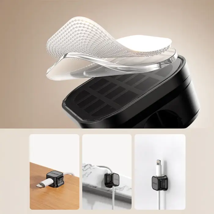 Joyroom JR-ZS368 magnetic cable organizer - black (3 pcs.) Foto 8