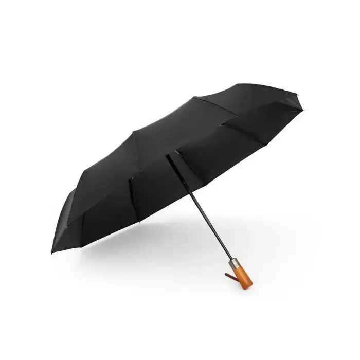 Automatic foldable umbrella with wood handle 10-ribs XXL 115 cm black Foto 2