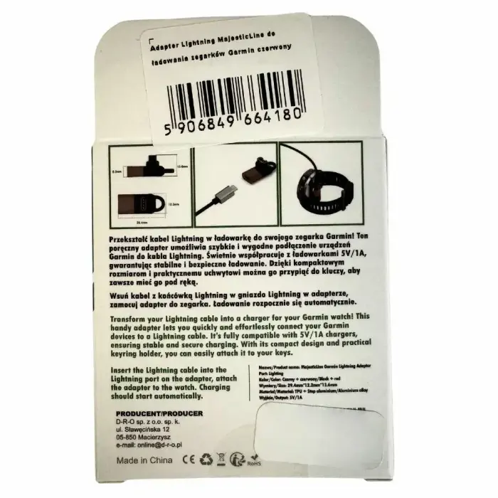 Adapter Lightning MajesticLine for Charging Garmin Watches red Фото 8