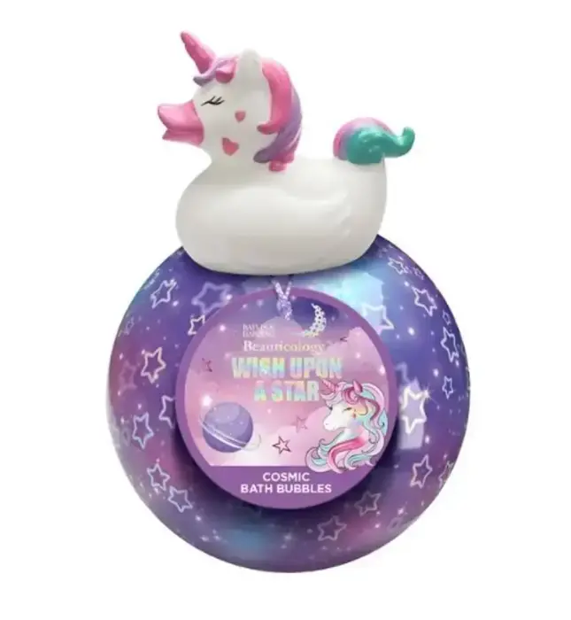 Baylis & Harding Cosmic Unicorn Globe Bath Bubbles Gift in Clear Photo 2