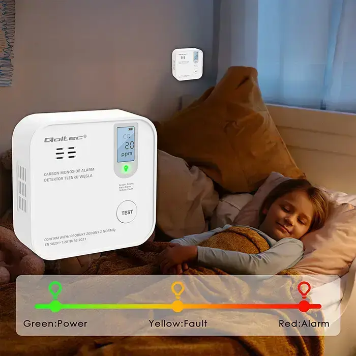 Qoltec Certified wireless Carbon monoxide (CO) sensor with battery | sensor service life 10 years | alarm 85dB | LED Foto 5