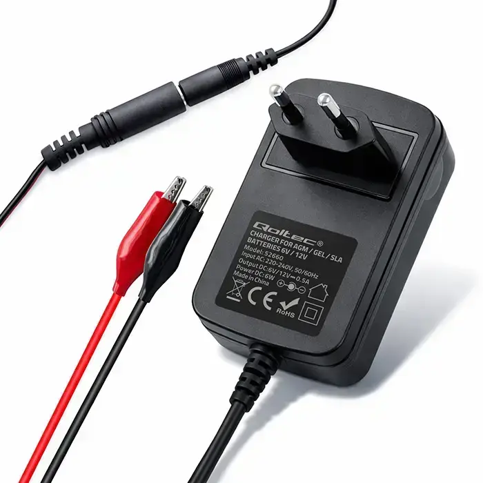 Qoltec Automatic charger for AGM GEL STD batteries | 6V/12V charger | 6W | 5.5x2.1 | 1.8m cable Photo 5