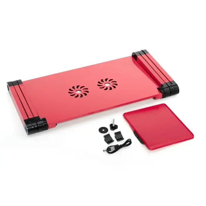 Desk for laptop uniwersal adjustable with cooling YL-803 red Фото 5