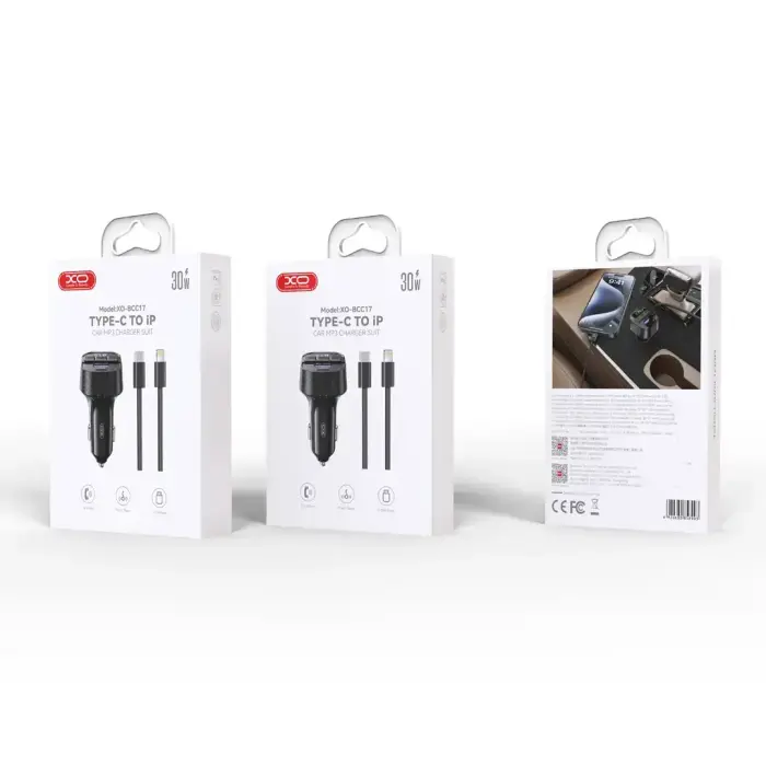 XO transmitter FM BCC17 Bluetooth MP3 car charger 30W black + cable USB-C - USB-C Foto 5