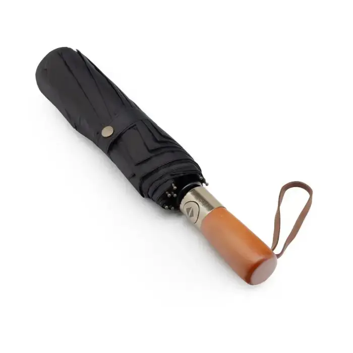 Automatic foldable umbrella with wood handle 10-ribs XXL 115 cm black Foto 3