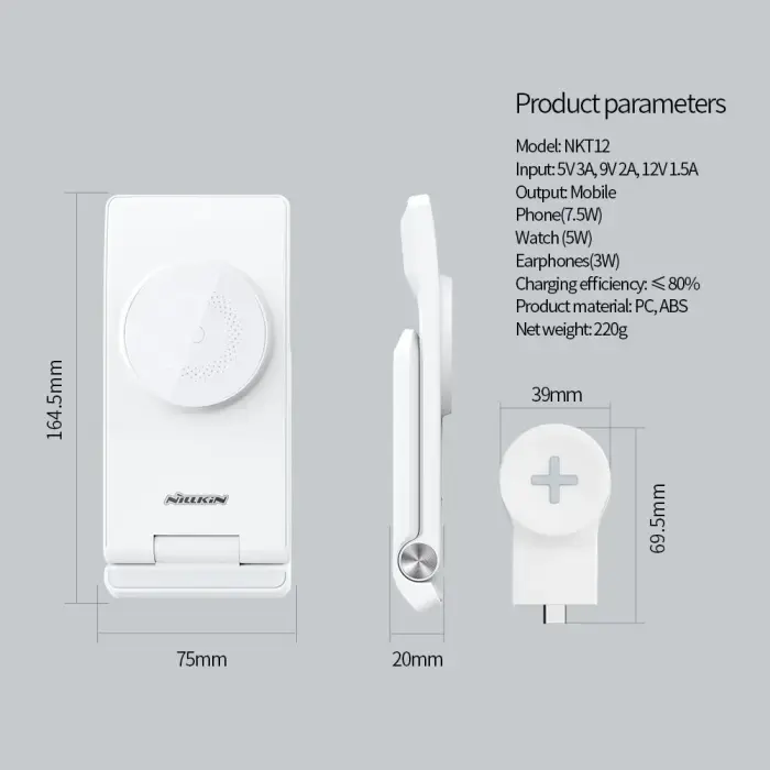 Nillkin PowerTrio 3in1 Wireless Charger MagSafe for Samsung Watch White Фото 6
