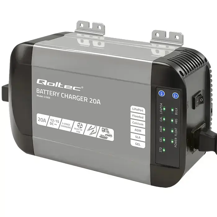 Qoltec Smart Monolith charger for LiFePO4 AGM GEL SLA batteries | 20A | 12V Photo 7