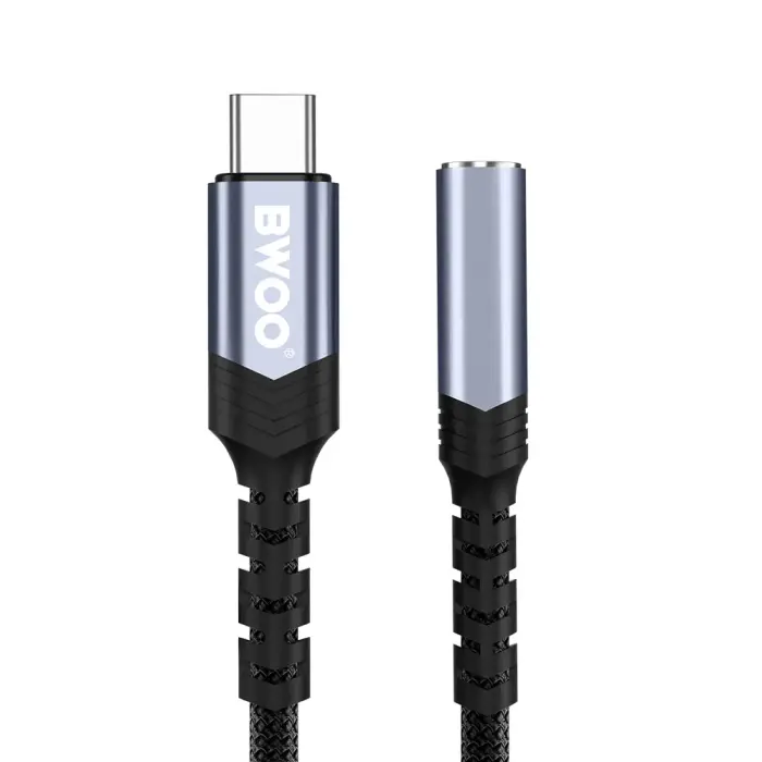 BWOO audio adapter cable BZ47 aux 3,5 mm to USB-C black Фото 3