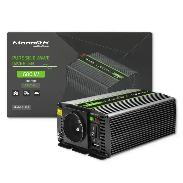 Qoltec Pure Sine Wave Inverter Monolith | 300W | 600W | 24V to 230V Foto 15