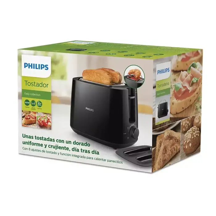 PHILIPS Tosteris, 830W (melns) Foto 4