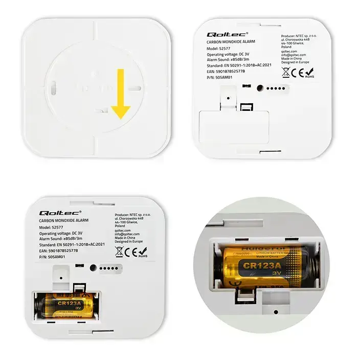 Qoltec Certified wireless Carbon monoxide (CO) sensor with battery | sensor service life 10 years | alarm 85dB | LED Foto 7