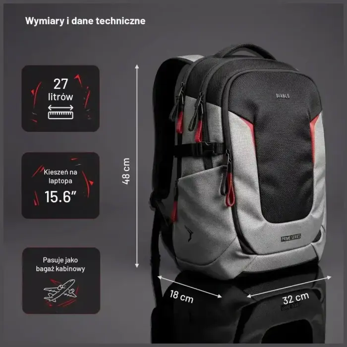 Diablo Chairs Prime Multifunctional Laptop Backpack black grey Photo 10