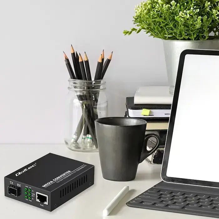 Qoltec Bidirectional Ethernet SWITCH Media Converter 1x RJ45 1x SFP| 1000Mbps | 5V Фото 6
